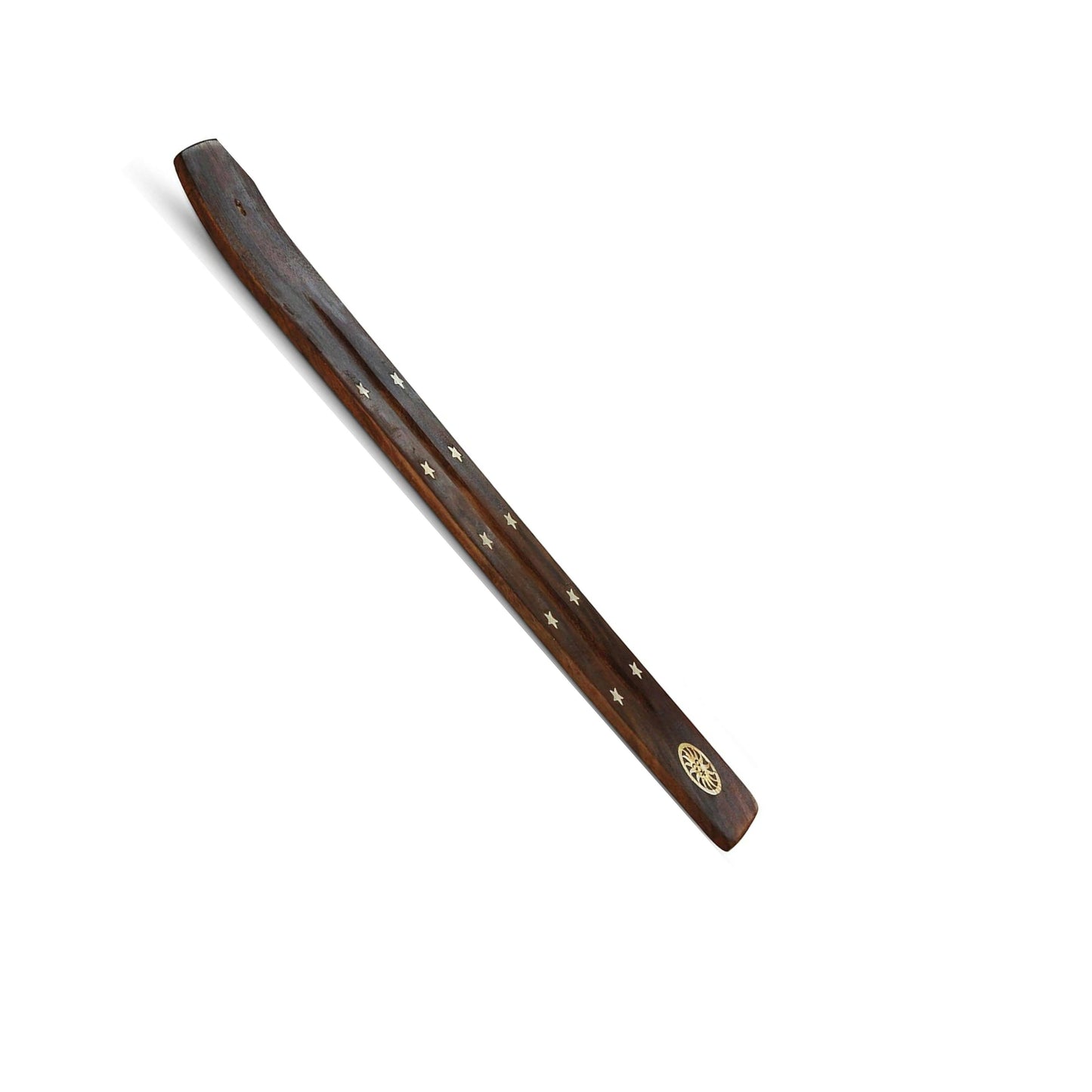 Handcrafted Incense Holder, Wooden with Brass Inlays