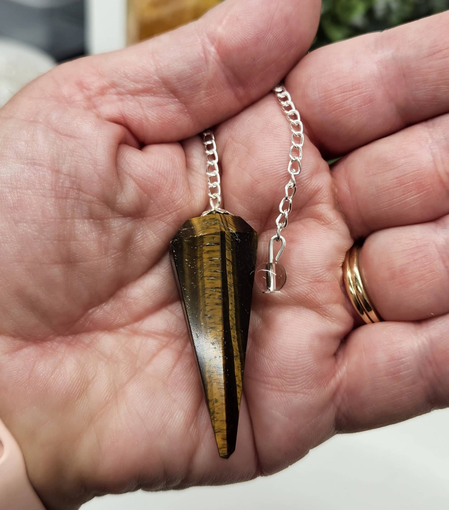 Yellow Tiger Eye Semi-Precious Gemstone Pendulum