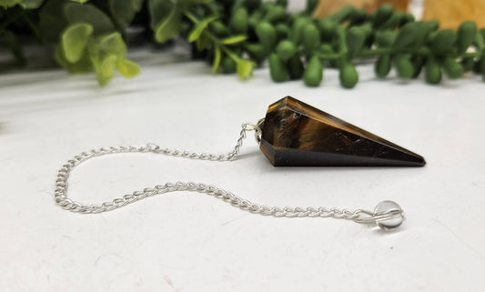 Yellow Tiger Eye Semi-Precious Gemstone Pendulum