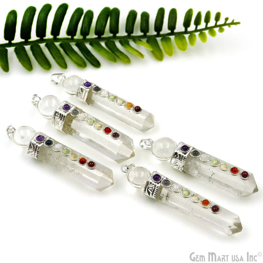 Crystal 7 Chakra Silver Plated Gemstones Pendant