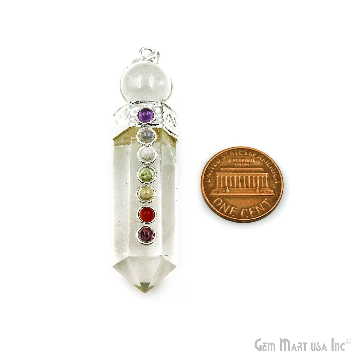 Crystal 7 Chakra Silver Plated Gemstones Pendant