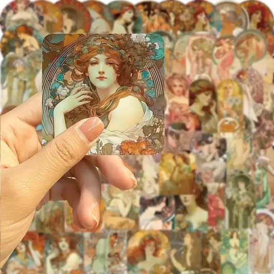 Alphonse Mucha Vintage Art Stickers