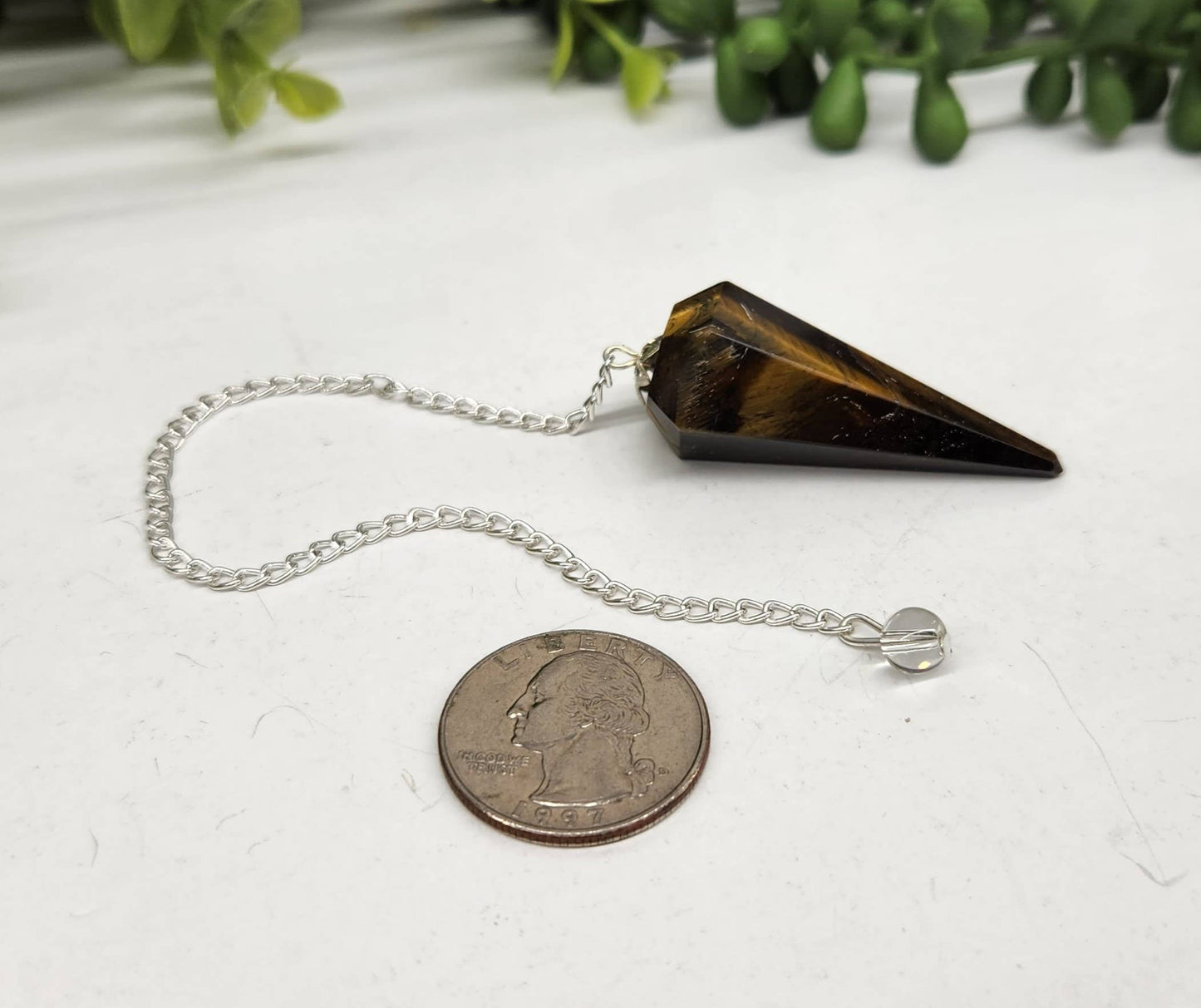 Yellow Tiger Eye Semi-Precious Gemstone Pendulum