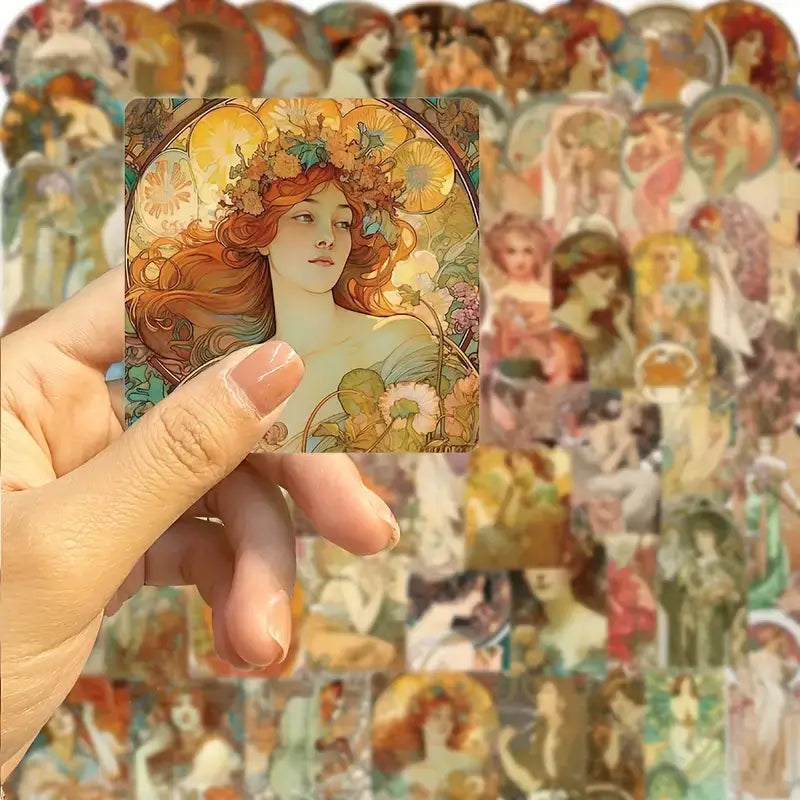 Alphonse Mucha Vintage Art Stickers