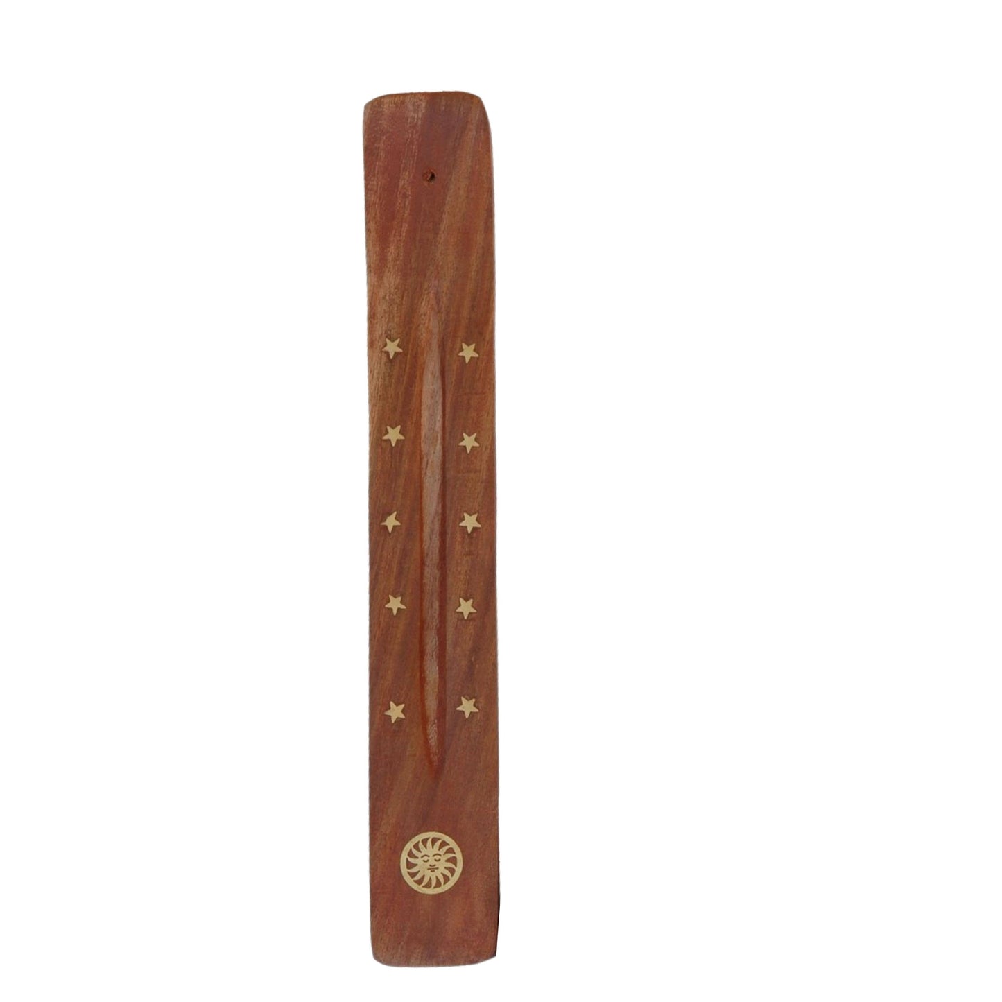 Handcrafted Incense Holder, Wooden with Brass Inlays